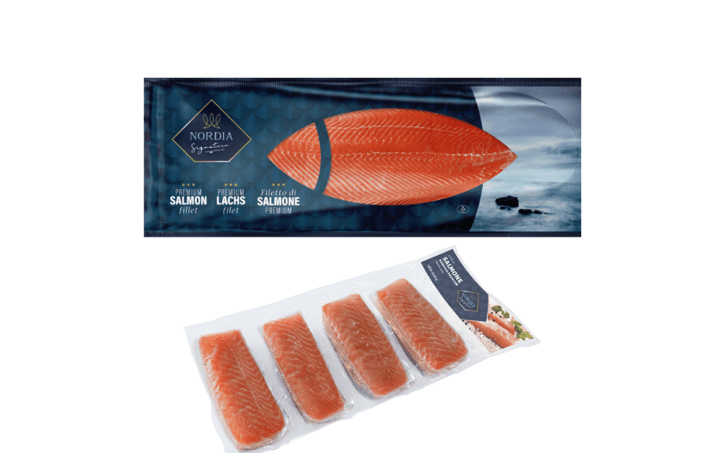 Salmon fillet portions vacuum-packed in Nordia Signature
