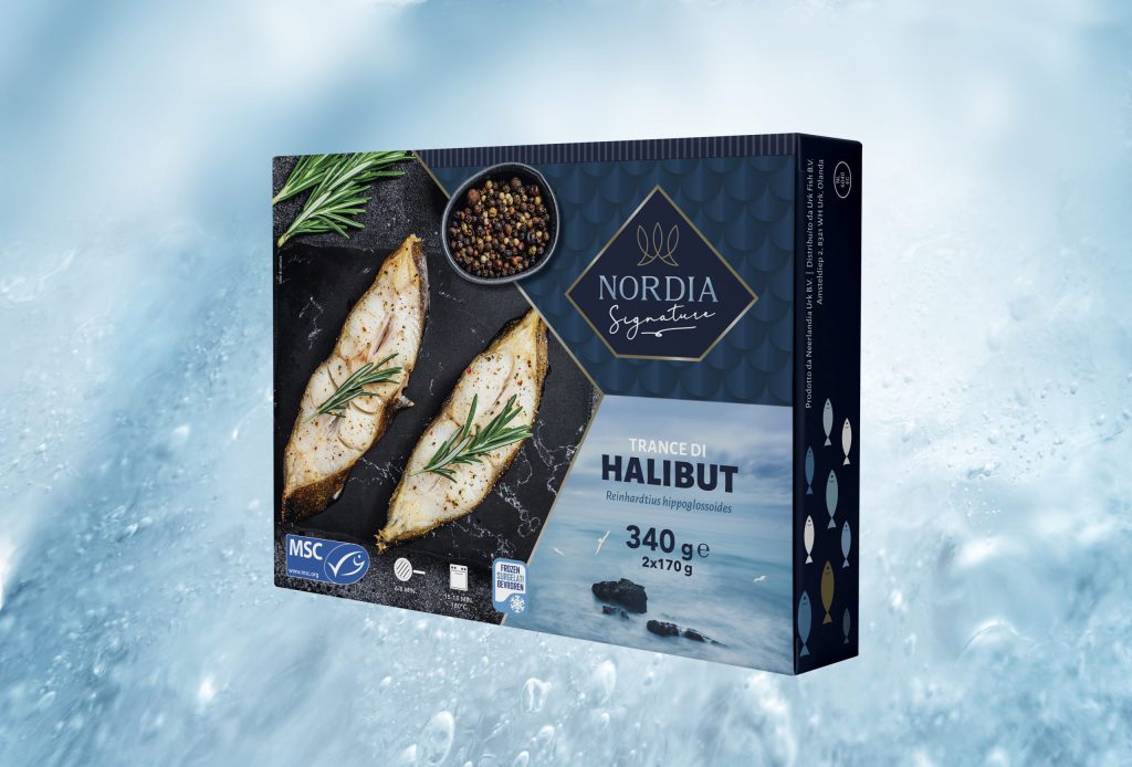 Halibut portions packed in Nordia Signature packaging