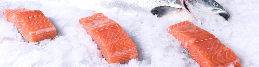 Lachs Portionen in Eiscreme